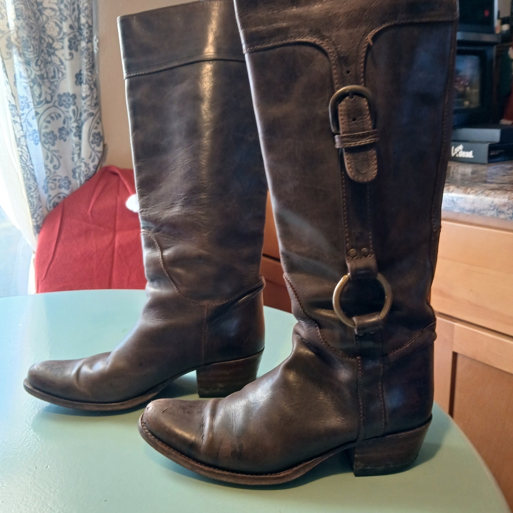 Brown Leather Knee-High Boots